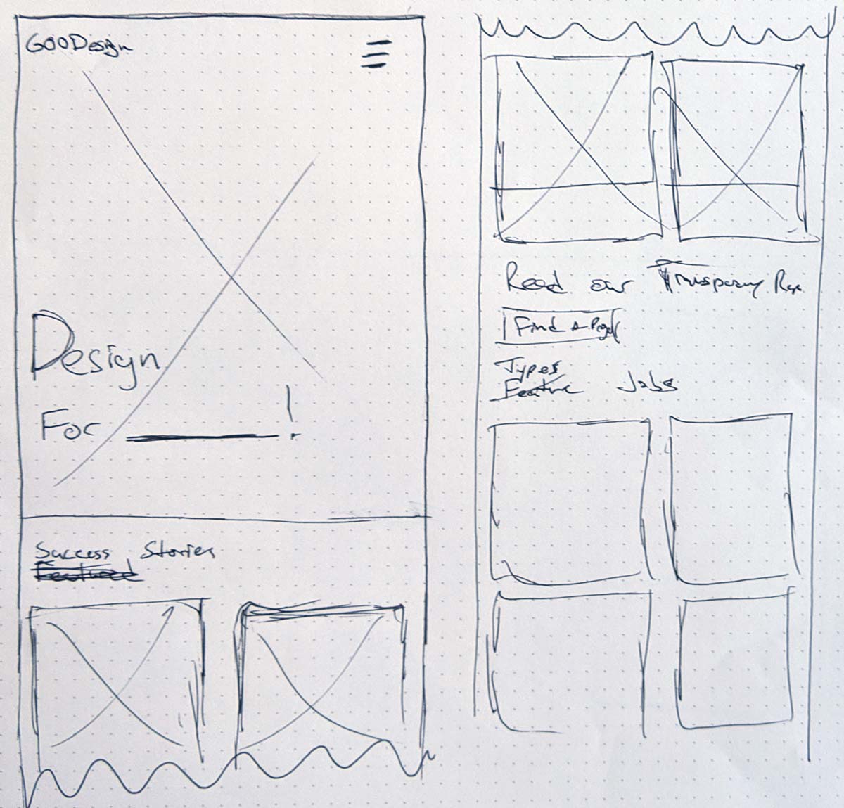 another sketch of homepage on a mobile device
