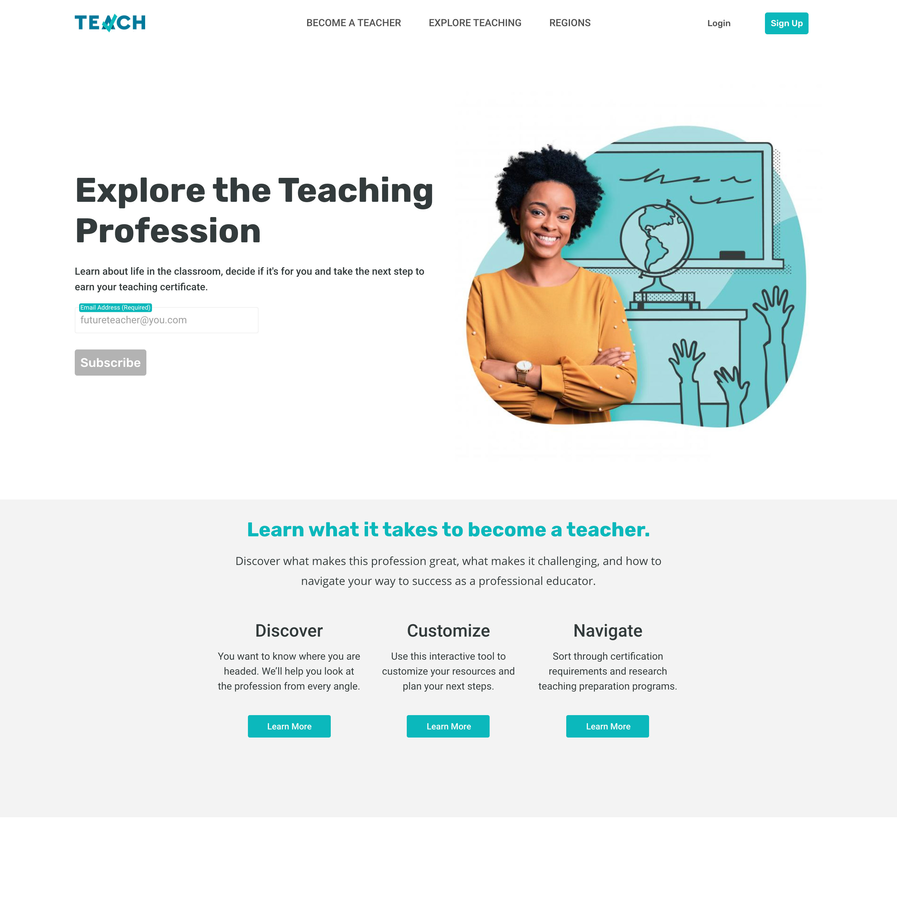 Current home page for Teach.org