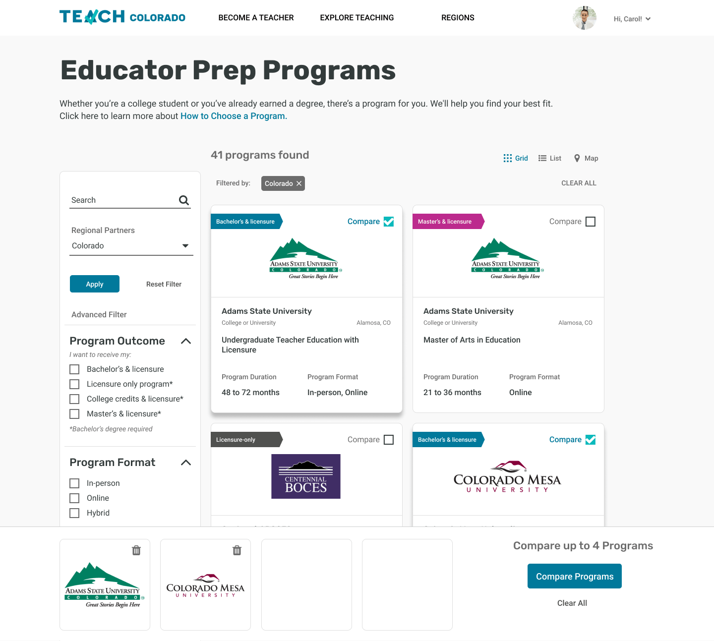 Updated EPP Explorer page with Compare tool